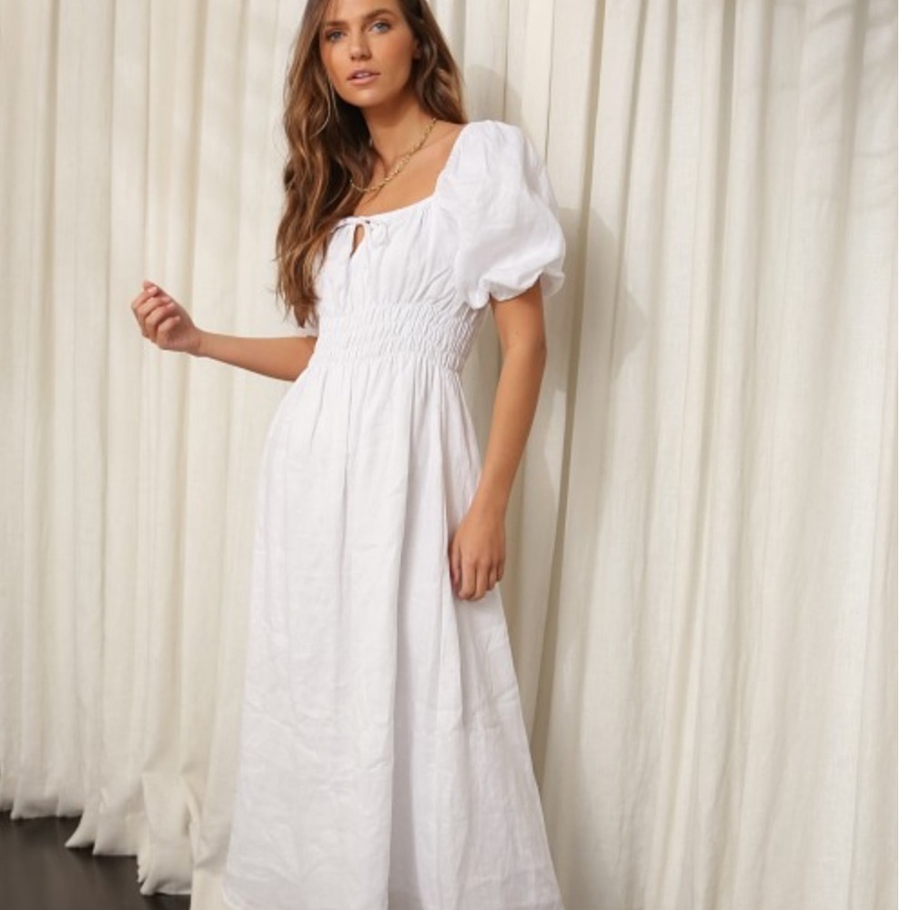 NWT Tuckernuck Faithfull the Brand Maurelle Dress Plain White Size M
